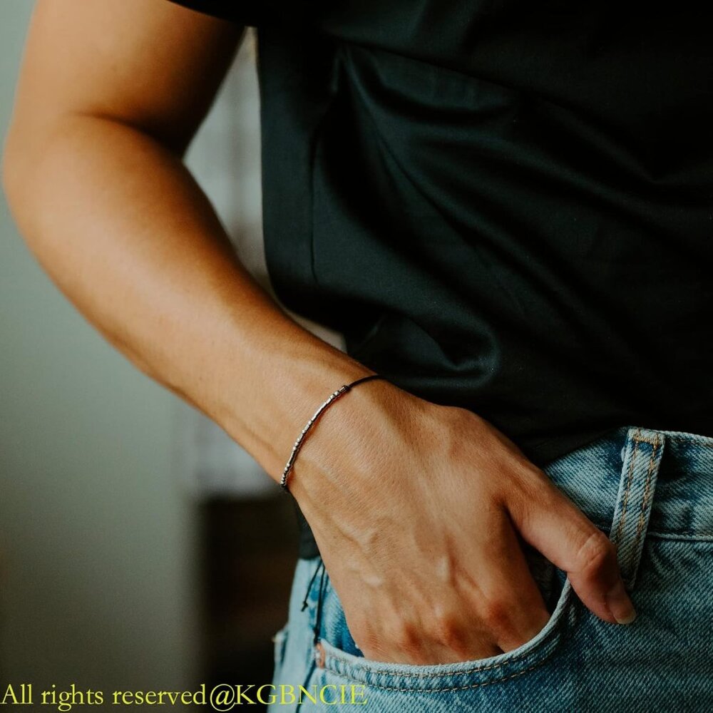 Unique Sterling Silver Morse Code Bracelet With E… - image 3